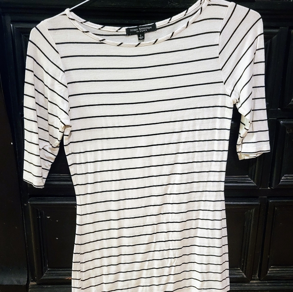 Striped half sleeve blouse